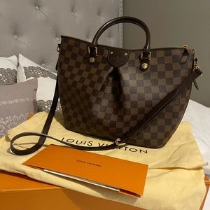 🔥LOUIS VUITTON Damier Ebene Siena PM Red Crossbody Tote Bag Italy ❤️RARE  GIFT!